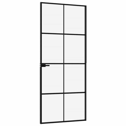 vidaXL Interior Door Black 83x201,5 cm Tempered Glass&Aluminium Slim
