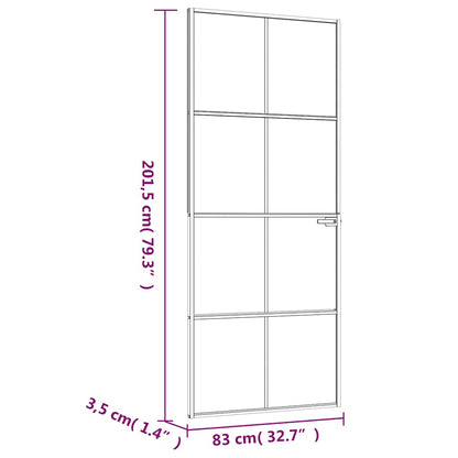 vidaXL Interior Door Black 83x201,5 cm Tempered Glass&Aluminium Slim