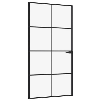 vidaXL Interior Door Black 102x201,5 cm Tempered Glass&Aluminium Slim
