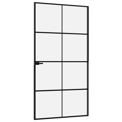 vidaXL Interior Door Black 102x201,5 cm Tempered Glass&Aluminium Slim