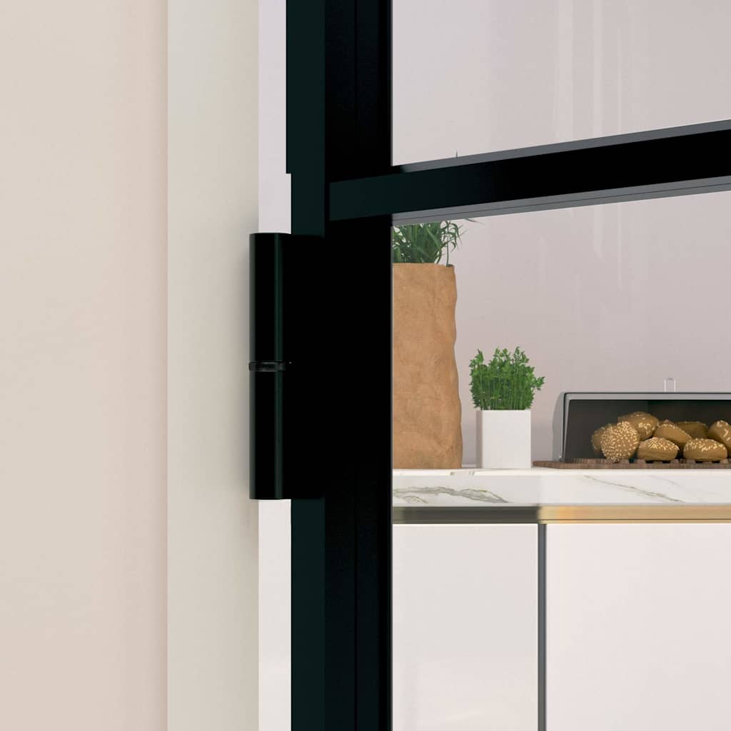 vidaXL Interior Door Black 102x201,5 cm Tempered Glass&Aluminium Slim