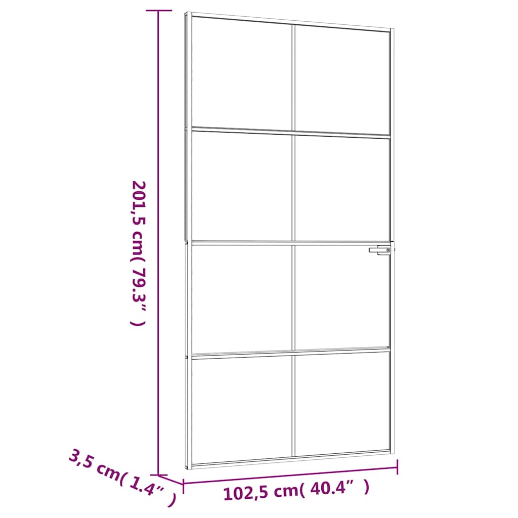 vidaXL Interior Door Black 102x201,5 cm Tempered Glass&Aluminium Slim