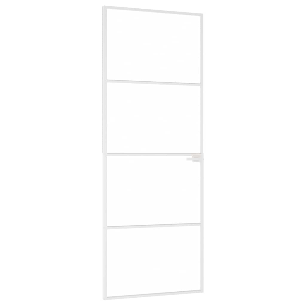 vidaXL Interior Door White 76x201,5 cm Tempered Glass&Aluminium Slim