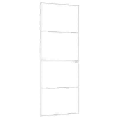 vidaXL Interior Door White 76x201,5 cm Tempered Glass&Aluminium Slim