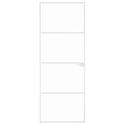 vidaXL Interior Door White 76x201,5 cm Tempered Glass&Aluminium Slim