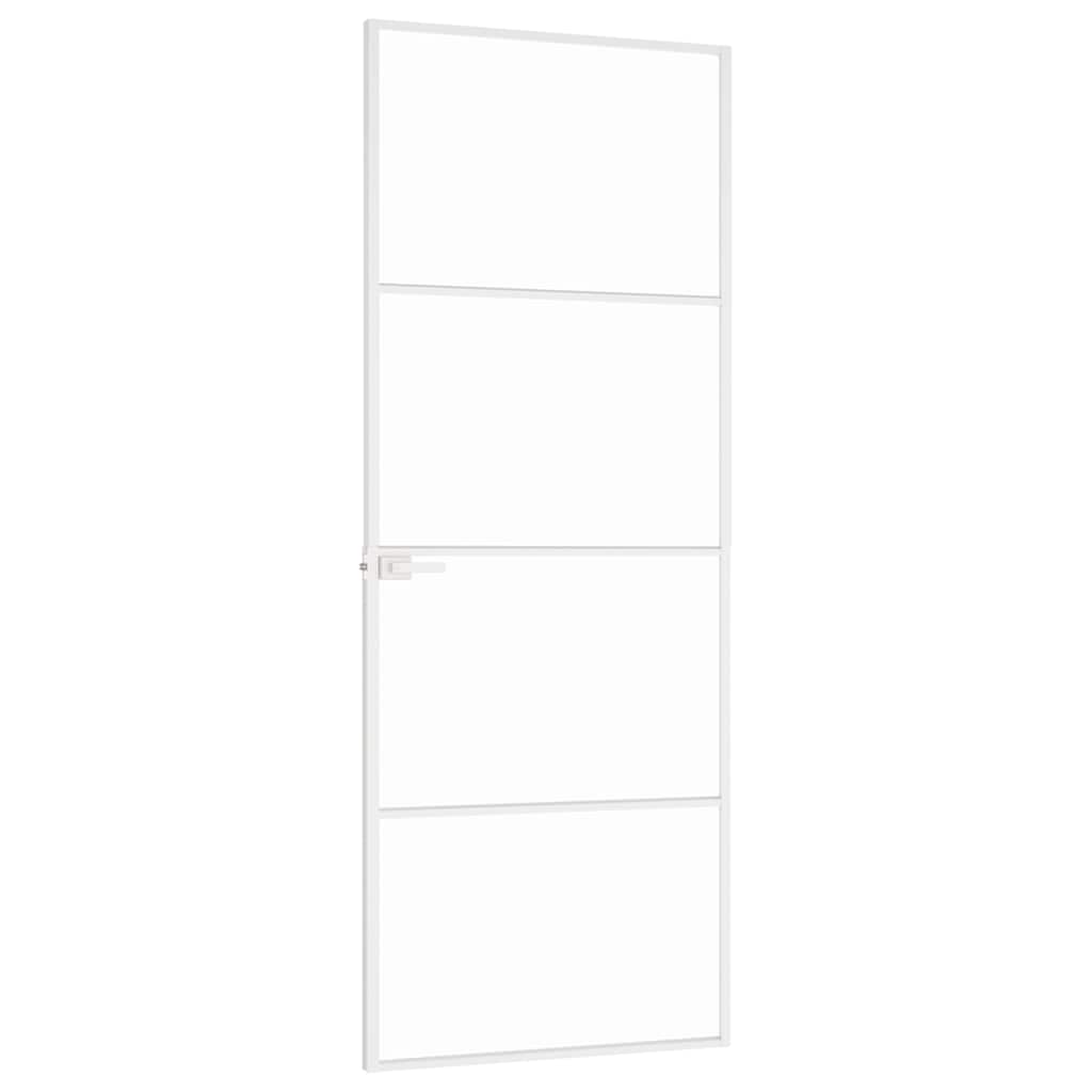 vidaXL Interior Door White 76x201,5 cm Tempered Glass&Aluminium Slim