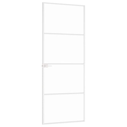 vidaXL Interior Door White 76x201,5 cm Tempered Glass&Aluminium Slim