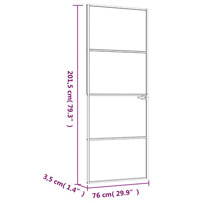 vidaXL Interior Door White 76x201,5 cm Tempered Glass&Aluminium Slim