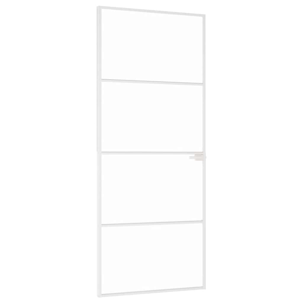 vidaXL Interior Door White 83x201,5 cm Tempered Glass&Aluminium Slim