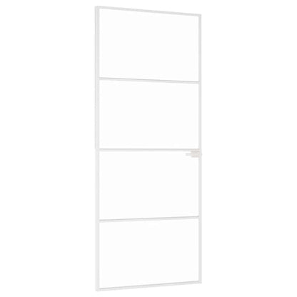 vidaXL Interior Door White 83x201,5 cm Tempered Glass&Aluminium Slim