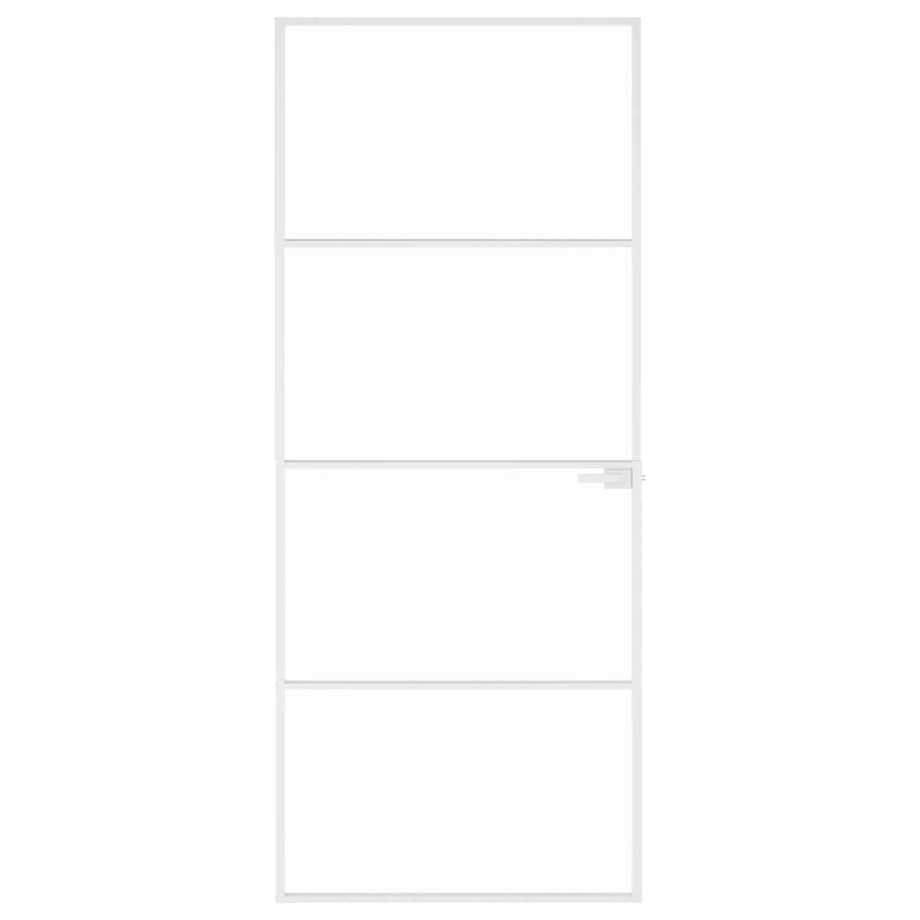 vidaXL Interior Door White 83x201,5 cm Tempered Glass&Aluminium Slim