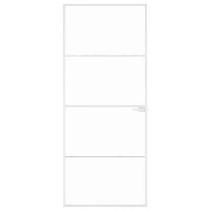 vidaXL Interior Door White 83x201,5 cm Tempered Glass&Aluminium Slim