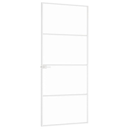 vidaXL Interior Door White 83x201,5 cm Tempered Glass&Aluminium Slim