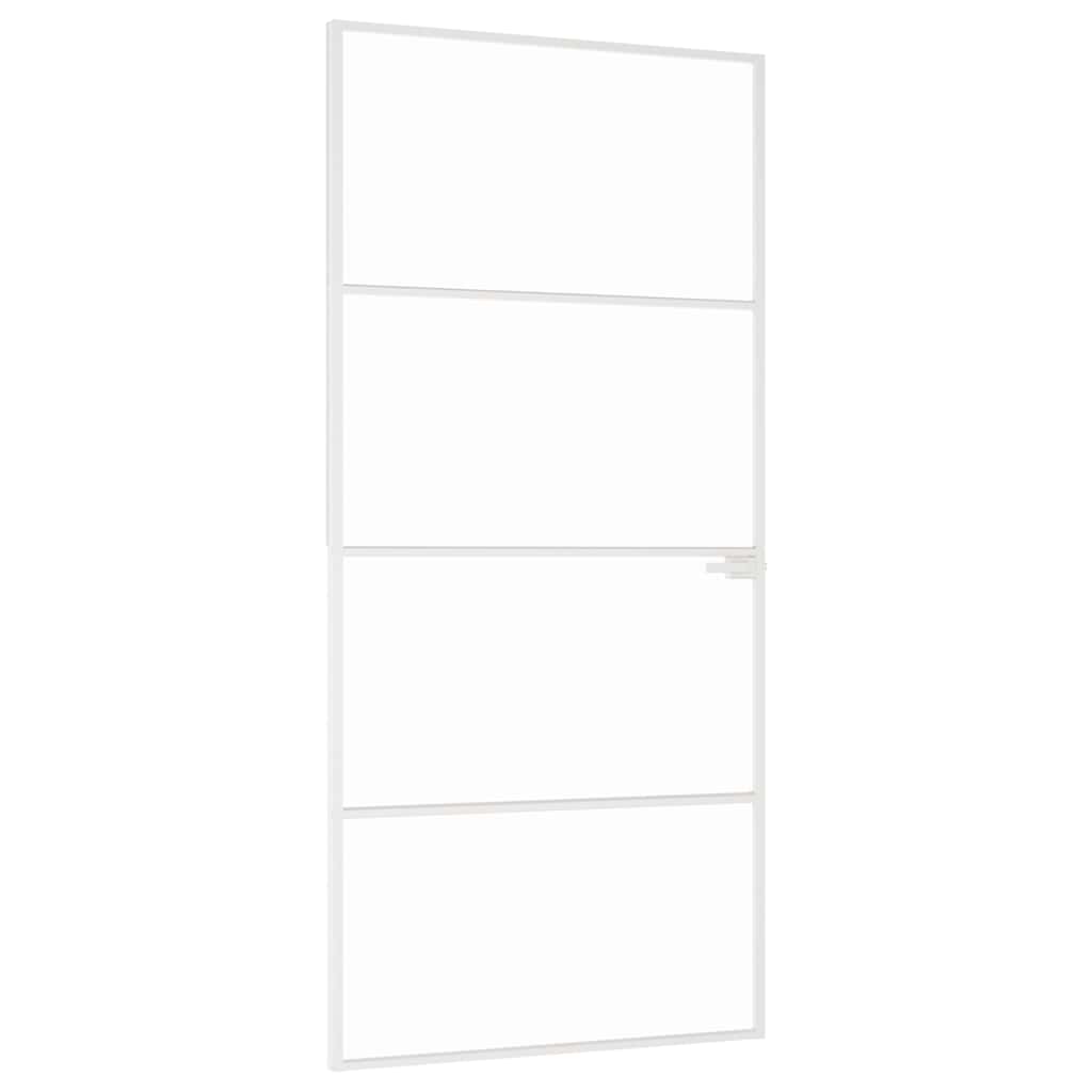 vidaXL Interior Door White 93x201,5 cm Tempered Glass&Aluminium Slim