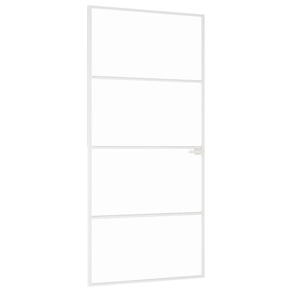 vidaXL Interior Door White 93x201,5 cm Tempered Glass&Aluminium Slim
