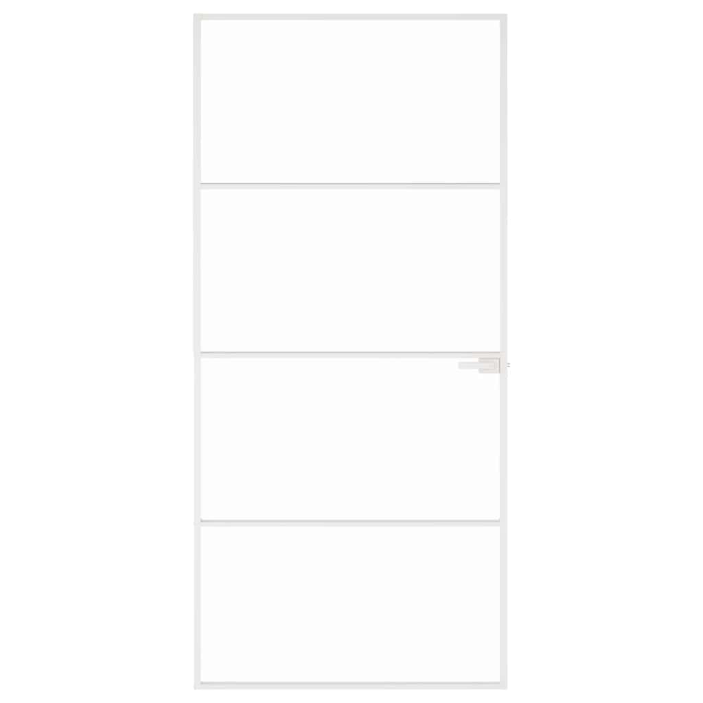 vidaXL Interior Door White 93x201,5 cm Tempered Glass&Aluminium Slim