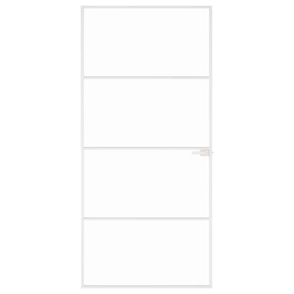 vidaXL Interior Door White 93x201,5 cm Tempered Glass&Aluminium Slim