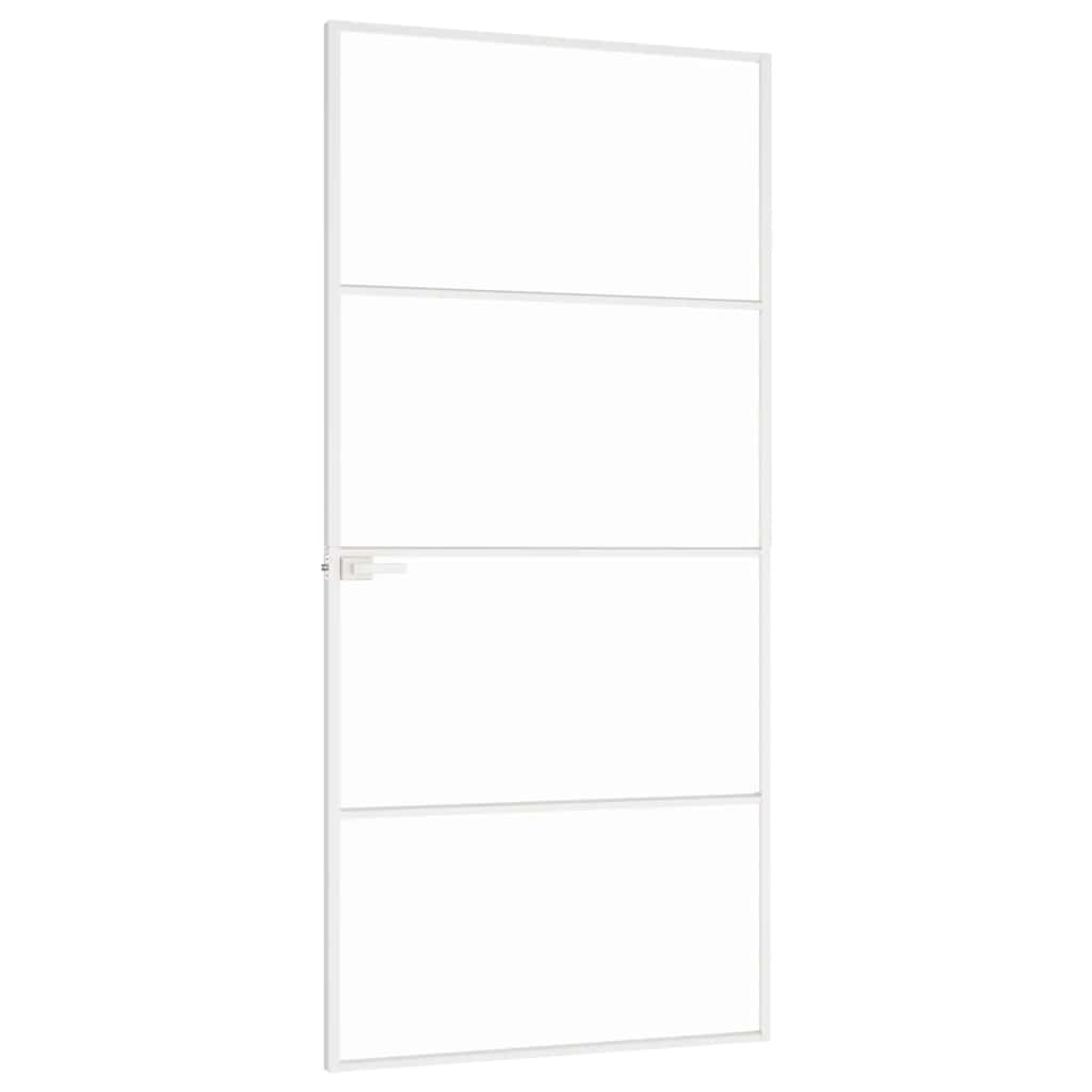 vidaXL Interior Door White 93x201,5 cm Tempered Glass&Aluminium Slim