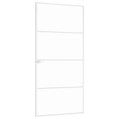 vidaXL Interior Door White 93x201,5 cm Tempered Glass&Aluminium Slim