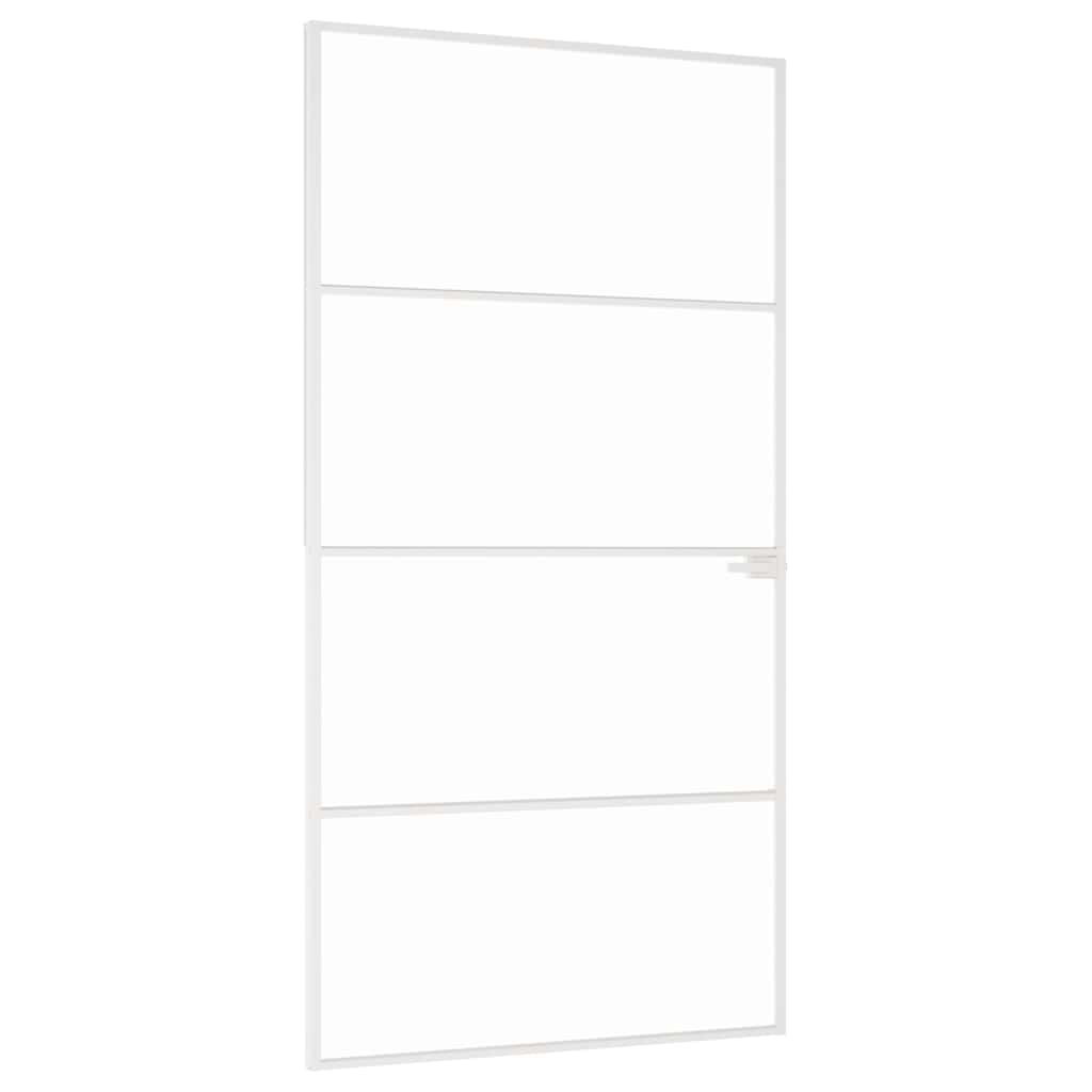 vidaXL Interior Door White 102x201,5 cm Tempered Glass&Aluminium Slim