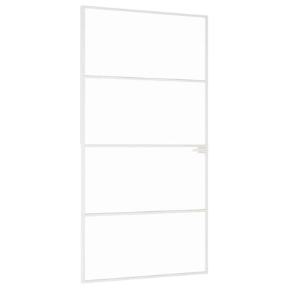 vidaXL Interior Door White 102x201,5 cm Tempered Glass&Aluminium Slim