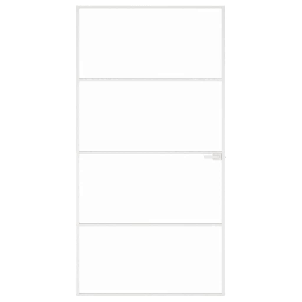 vidaXL Interior Door White 102x201,5 cm Tempered Glass&Aluminium Slim