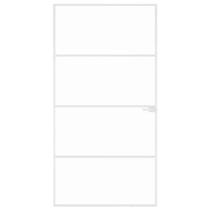 vidaXL Interior Door White 102x201,5 cm Tempered Glass&Aluminium Slim