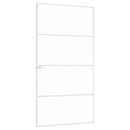 vidaXL Interior Door White 102x201,5 cm Tempered Glass&Aluminium Slim