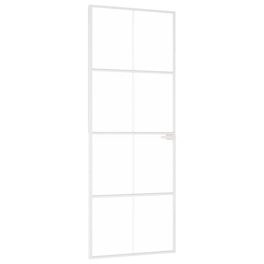vidaXL Interior Door White 76x201,5 cm Tempered Glass&Aluminium Slim