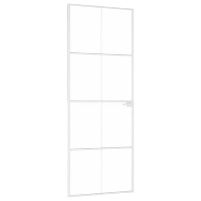 vidaXL Interior Door White 76x201,5 cm Tempered Glass&Aluminium Slim