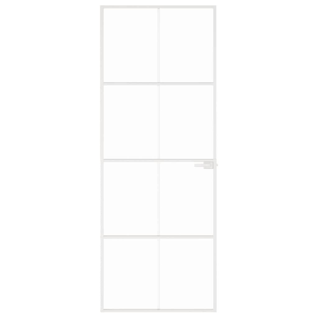 vidaXL Interior Door White 76x201,5 cm Tempered Glass&Aluminium Slim