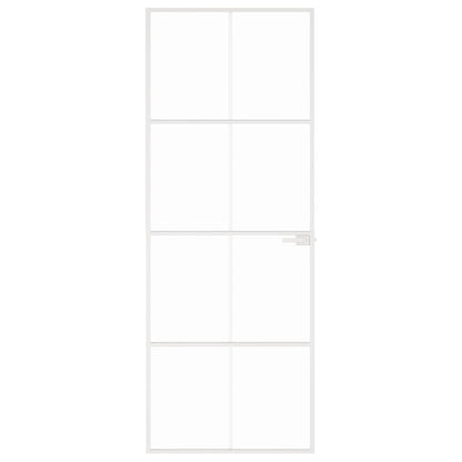 vidaXL Interior Door White 76x201,5 cm Tempered Glass&Aluminium Slim