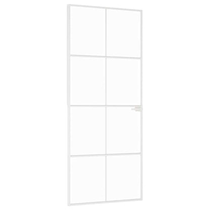 vidaXL Interior Door White 83x201,5 cm Tempered Glass&Aluminium Slim