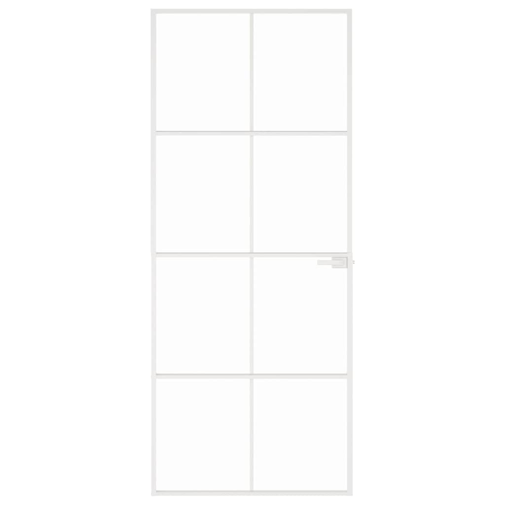 vidaXL Interior Door White 83x201,5 cm Tempered Glass&Aluminium Slim