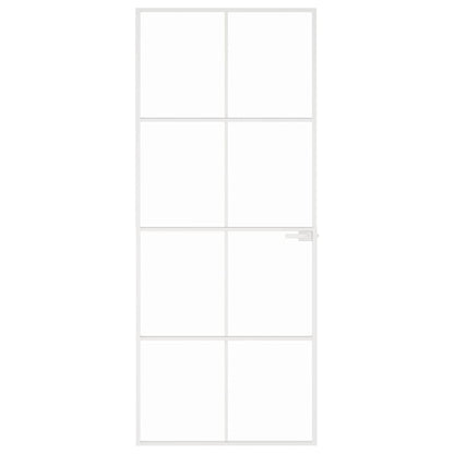 vidaXL Interior Door White 83x201,5 cm Tempered Glass&Aluminium Slim