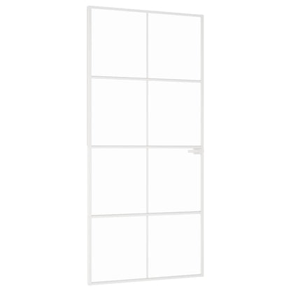 vidaXL Interior Door White 93x201,5 cm Tempered Glass&Aluminium Slim