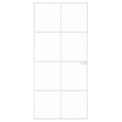 vidaXL Interior Door White 93x201,5 cm Tempered Glass&Aluminium Slim