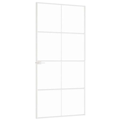 vidaXL Interior Door White 93x201,5 cm Tempered Glass&Aluminium Slim