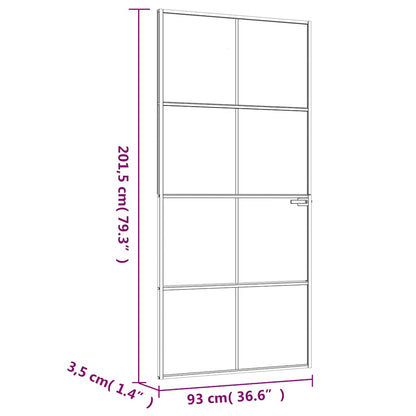 vidaXL Interior Door White 93x201,5 cm Tempered Glass&Aluminium Slim