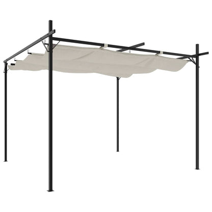 vidaXL Pergola with Retractable Roof Cream 295x292x230 cm