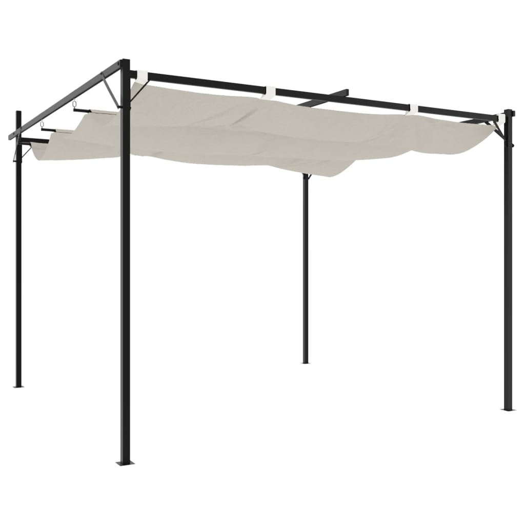 vidaXL Pergola with Retractable Roof Cream 295x292x230 cm