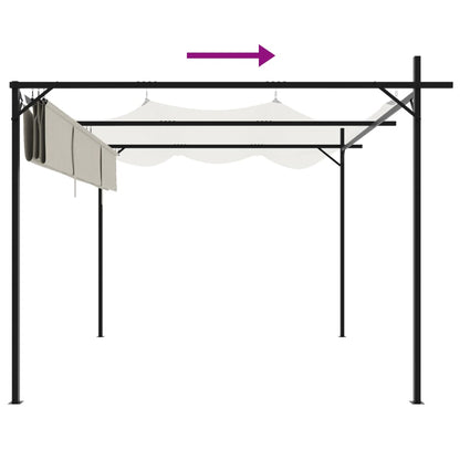 vidaXL Pergola with Retractable Roof Cream 295x292x230 cm