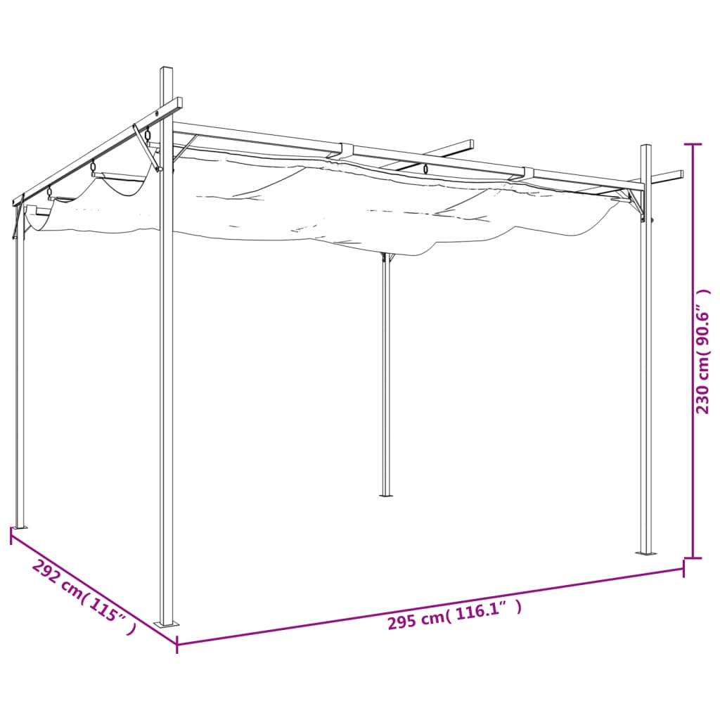vidaXL Pergola with Retractable Roof Cream 295x292x230 cm