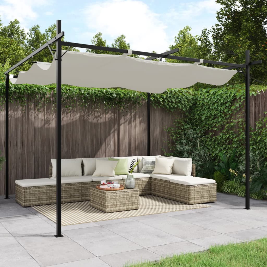vidaXL Pergola with Retractable Roof Cream 295x292x230 cm