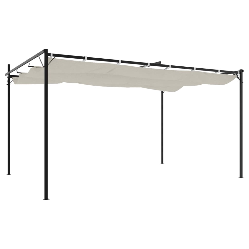 vidaXL Pergola with Retractable Roof Cream 395x292x230 cm