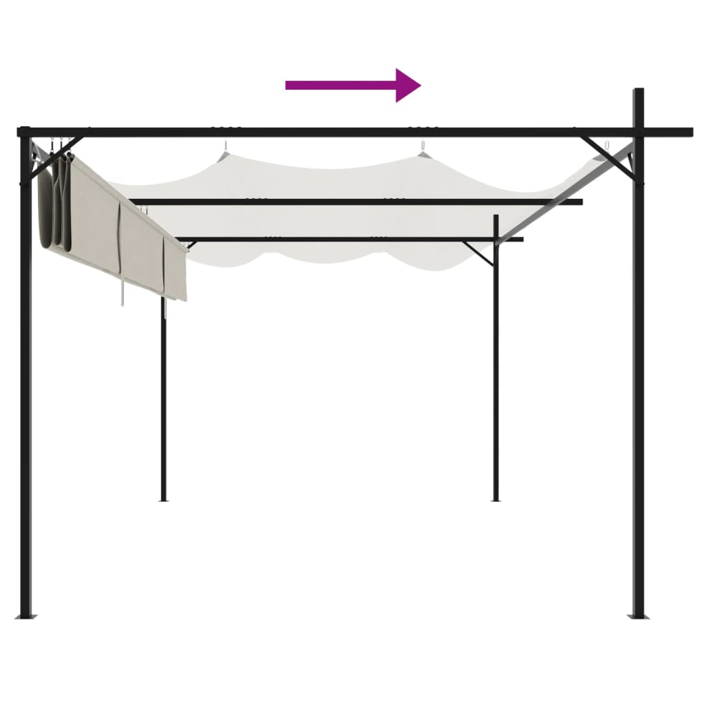 vidaXL Pergola with Retractable Roof Cream 395x292x230 cm
