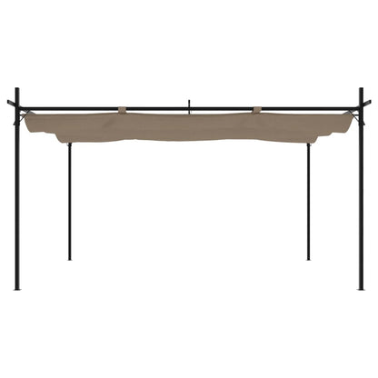 vidaXL Pergola with Retractable Roof Taupe 395x292x230 cm