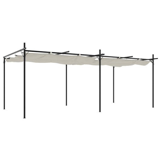 vidaXL Pergola with Retractable Roof Cream 589x292x230 cm