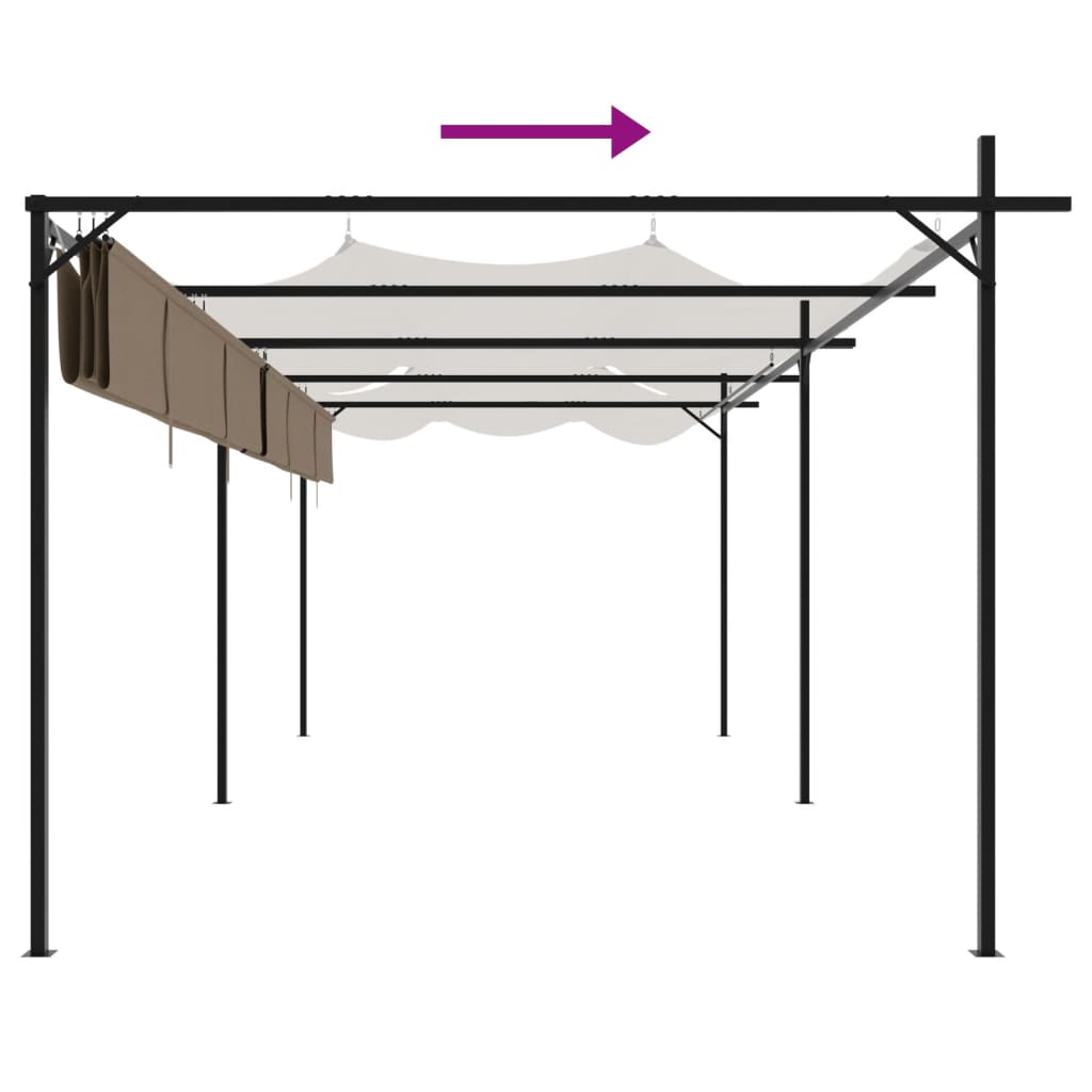 vidaXL Pergola with Retractable Roof Taupe 589x292x230 cm