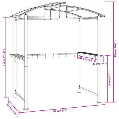 vidaXL BBQ Gazebo with Side Shelves Anthracite 210x114x230 cm Steel